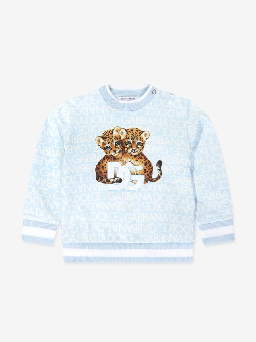 Dolce & Gabbana Kids Baby Boys Blue Leopard Print Sweatshirt