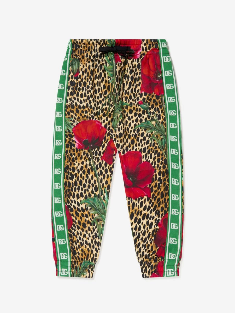 Dolce & Gabbana Boys Ocelot Print Joggers - Kids Casual Trousers with Poppy Design