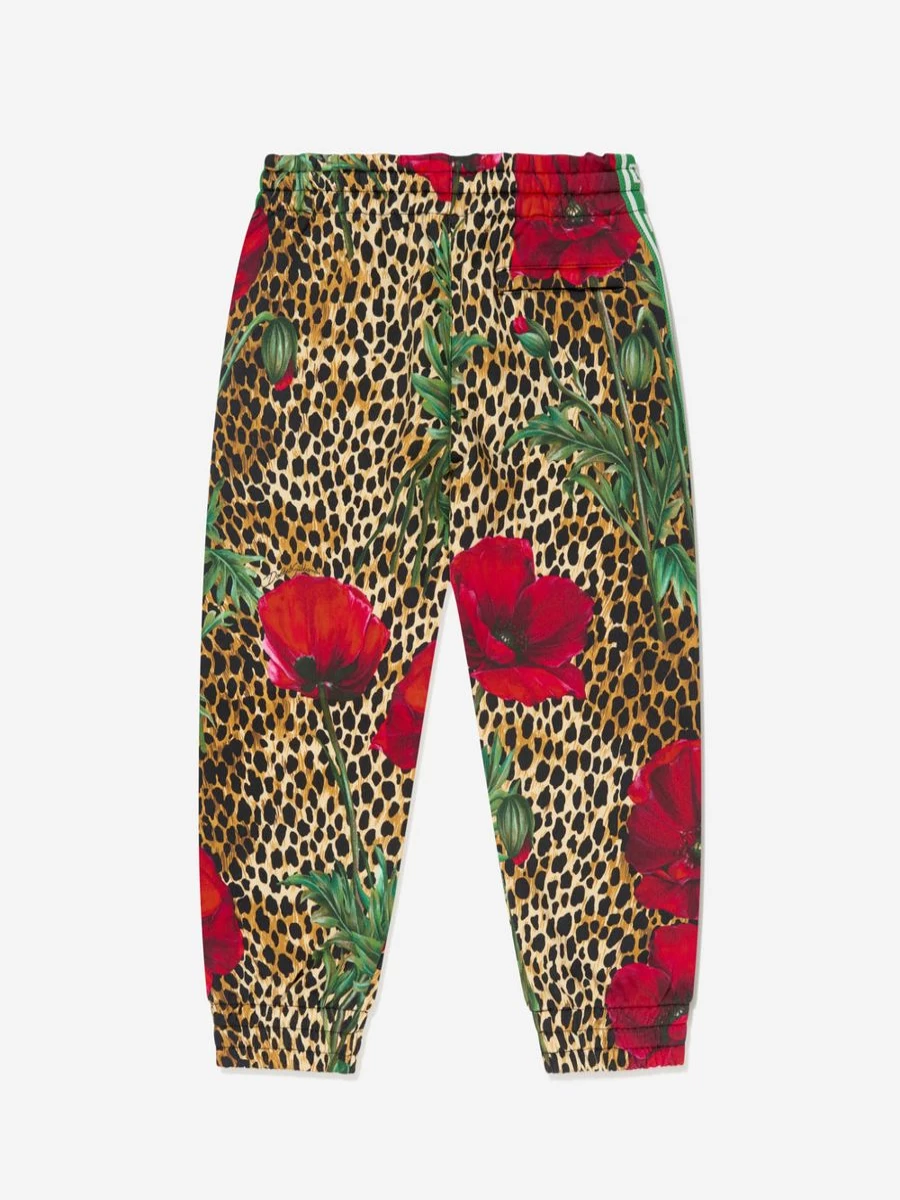 Dolce & Gabbana Boys Ocelot Print Joggers - Kids Casual Trousers with Poppy Design
