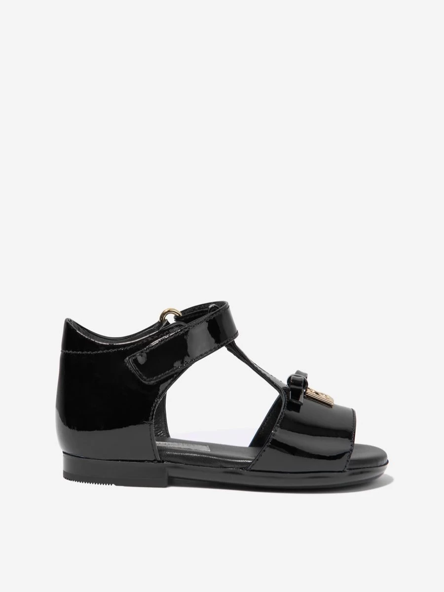Dolce & Gabbana Kids Baby Girls Black Patent Leather Sandals | Stylish & Comfortable Footwear