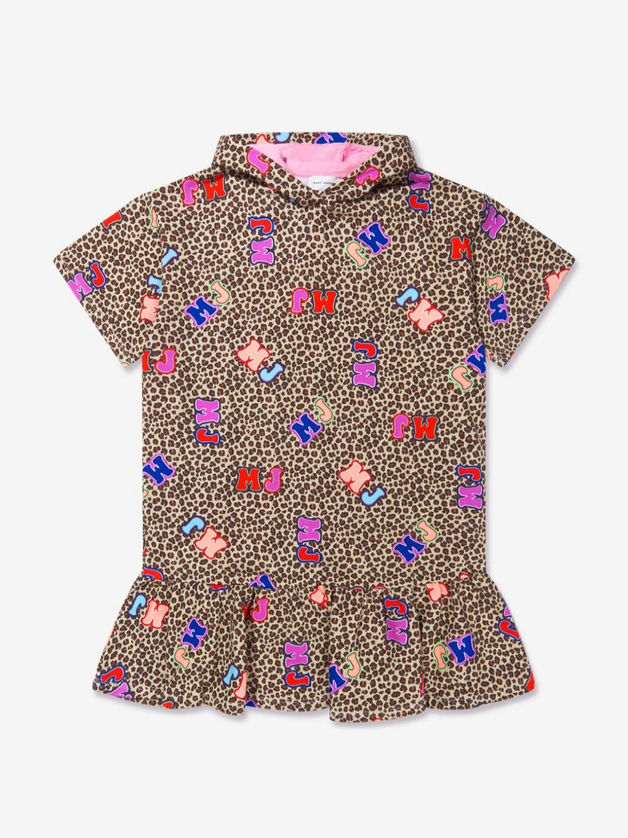 MARC JACOBS Teen Girls Cheetah Print Hooded Sweater Dress | Casual Pullover Hoodie Dress