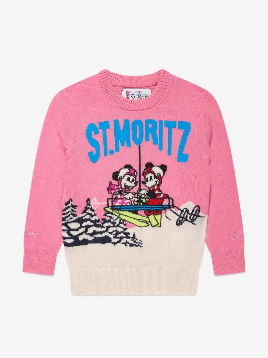 MC2 Saint Barth Girls Pink Mickey & Minnie Mouse Ski Jumper Sweatshirt