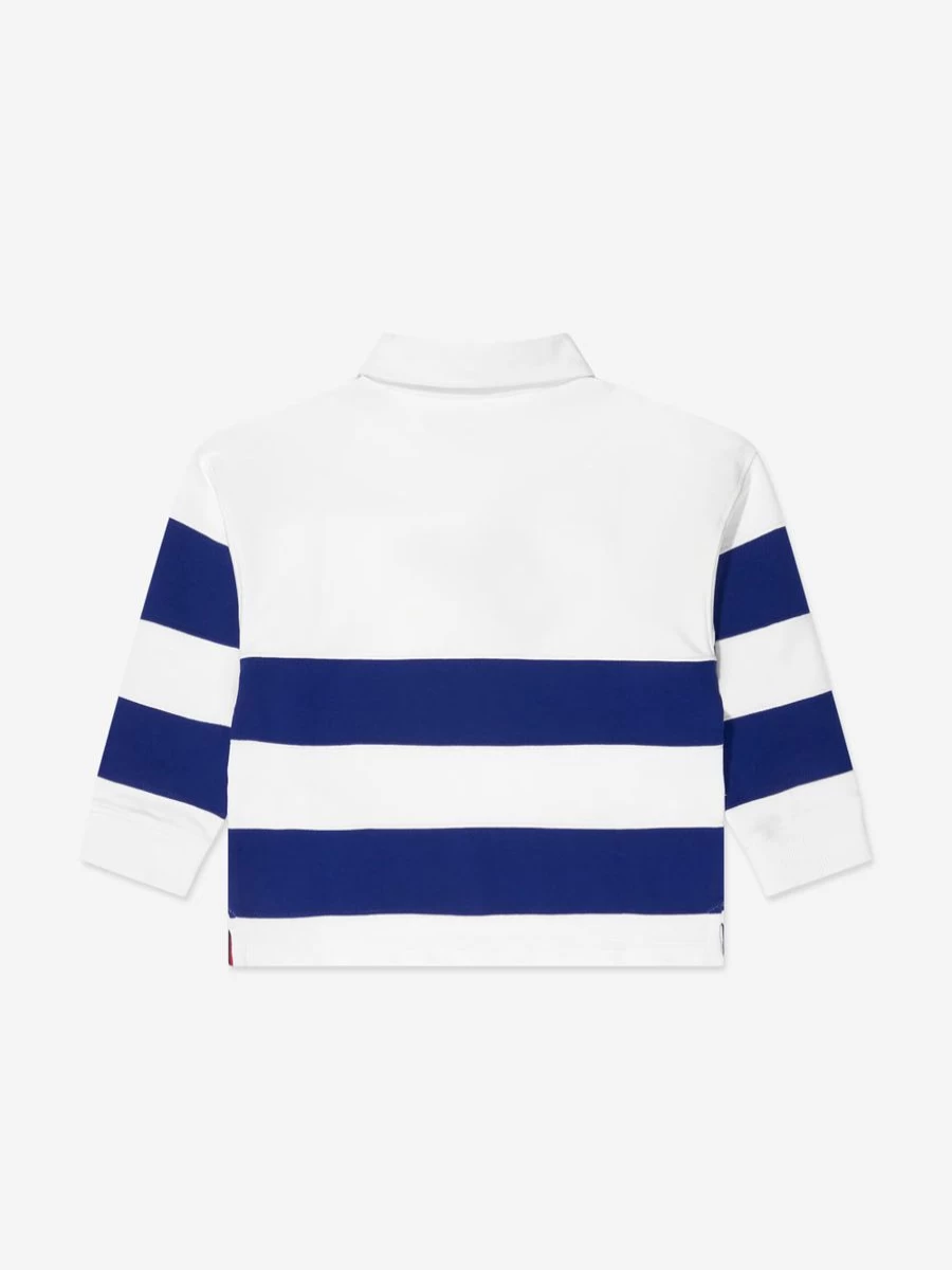 Tommy Hilfiger Boys' Blue Rugby Stripe Sweatshirt - Bold Striped Pullover for Active Kids