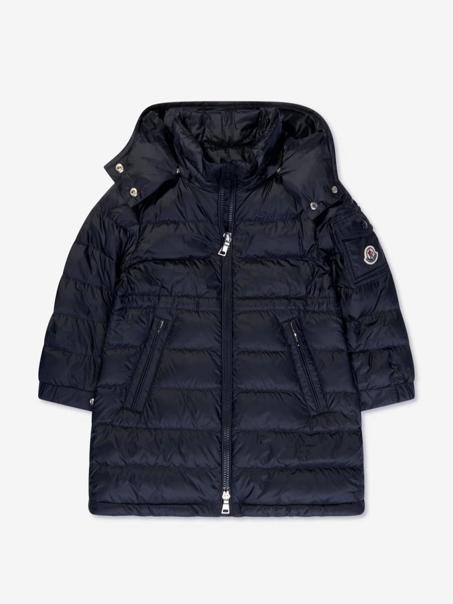 Moncler Enfant Girls Navy Down Padded Long Parka Coat Winter Warm Jacket