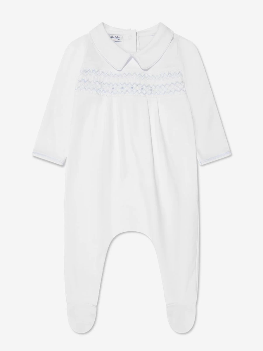 Magnolia Baby Boys Blue Smocked Collar Babygrow - Premium Newborn Romper