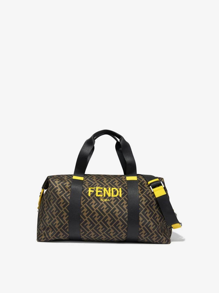Fendi Kids Boys FF Logo Gym Bag in Brown - Stylish Children's Sport Bag