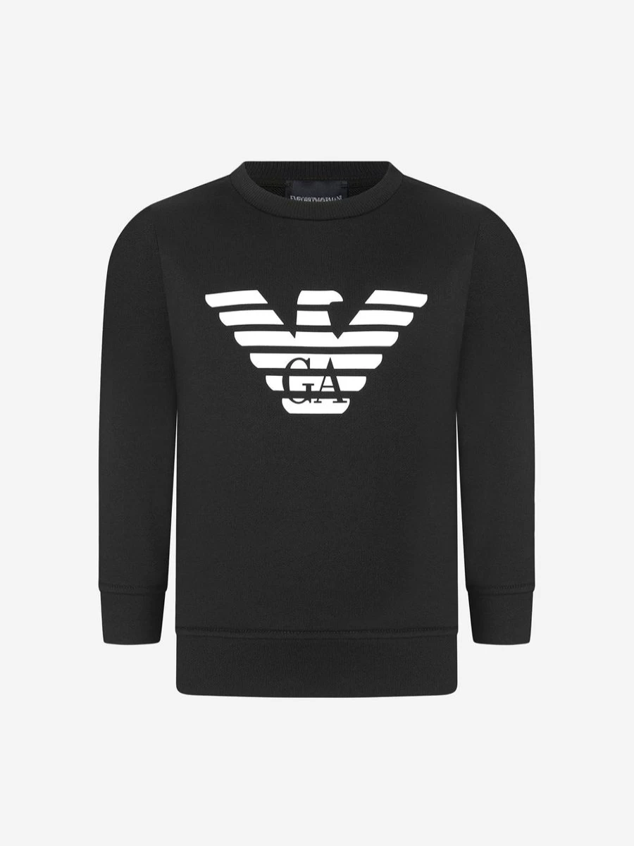 Emporio Armani Teen Boys Cotton Blend Logo Sweatshirt | Casual Pullover Hoodie
