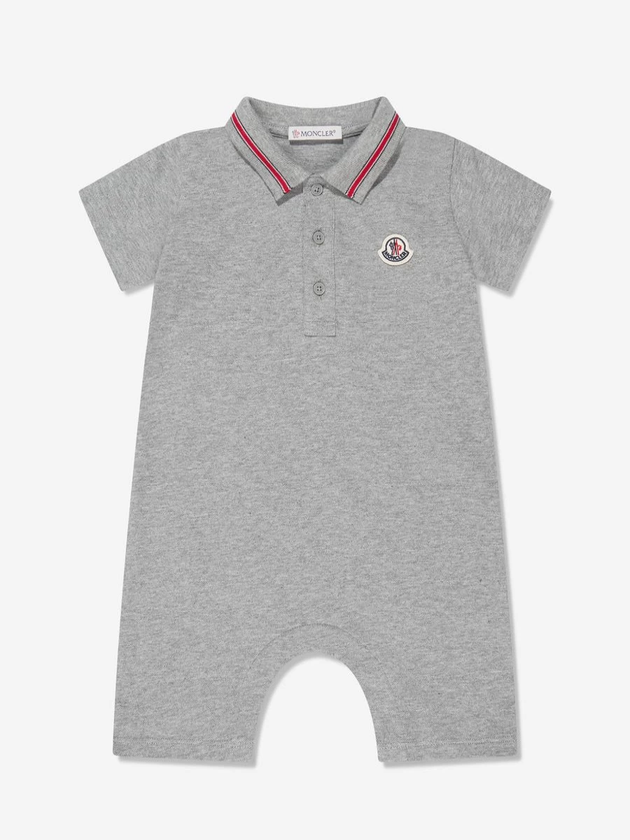 Moncler Enfant Baby Boys Grey Polo Romper - Stylish & Comfortable Outfit