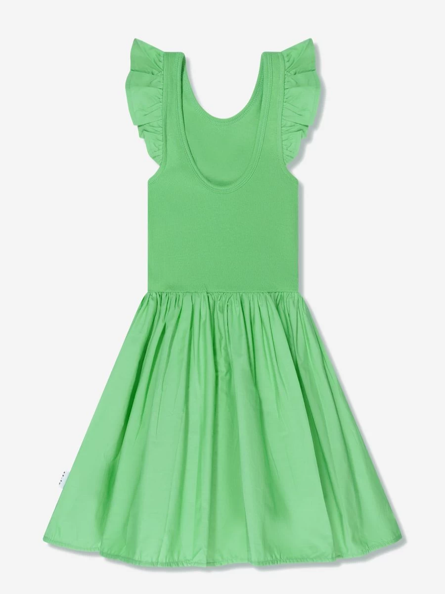 Molo Girls Organic Cotton Cloudia Dress - Eco-Friendly Green Summer Outfit