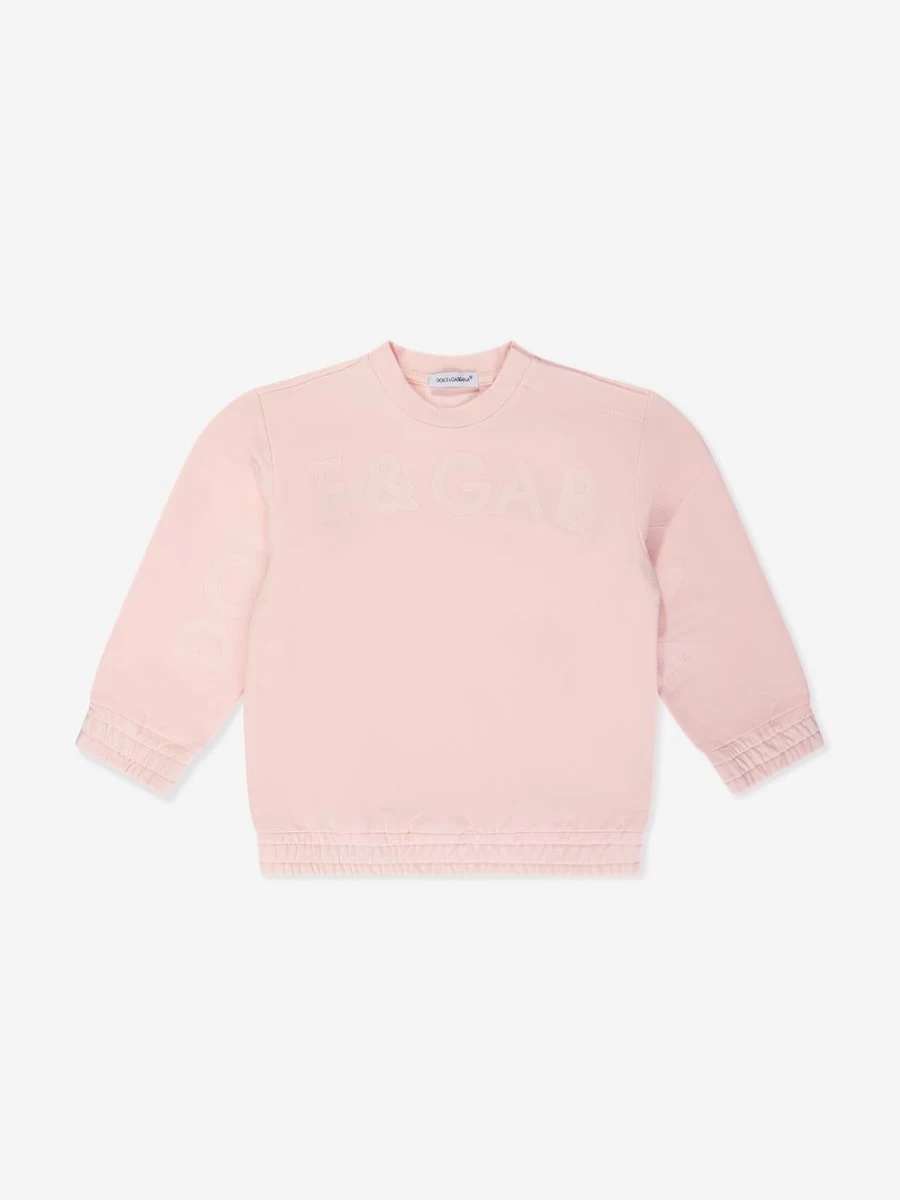 Dolce & Gabbana Kids Baby Girls Pink Logo Sweatshirt | Soft Cotton Hoodie