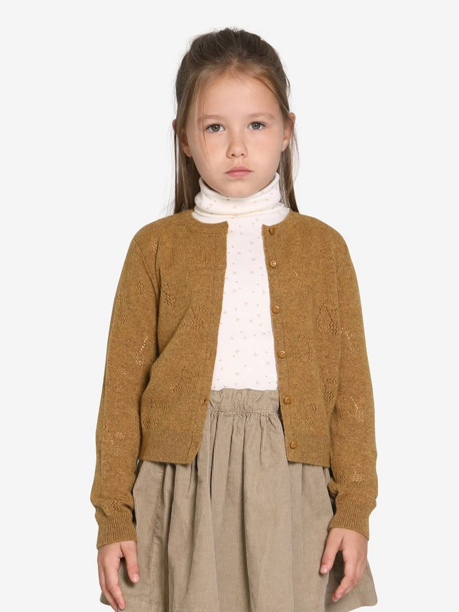 Bonpoint Girls Brown Thindra Cashmere Cardigan – Luxurious Soft Knit Sweater for Kids