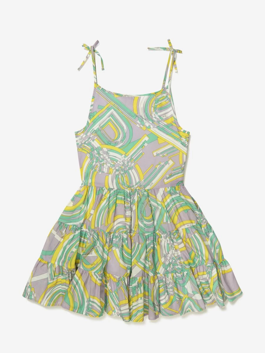 Emilio Pucci Girls Cotton Floral Sun Dress - Stylish Summer Outfit for Kids