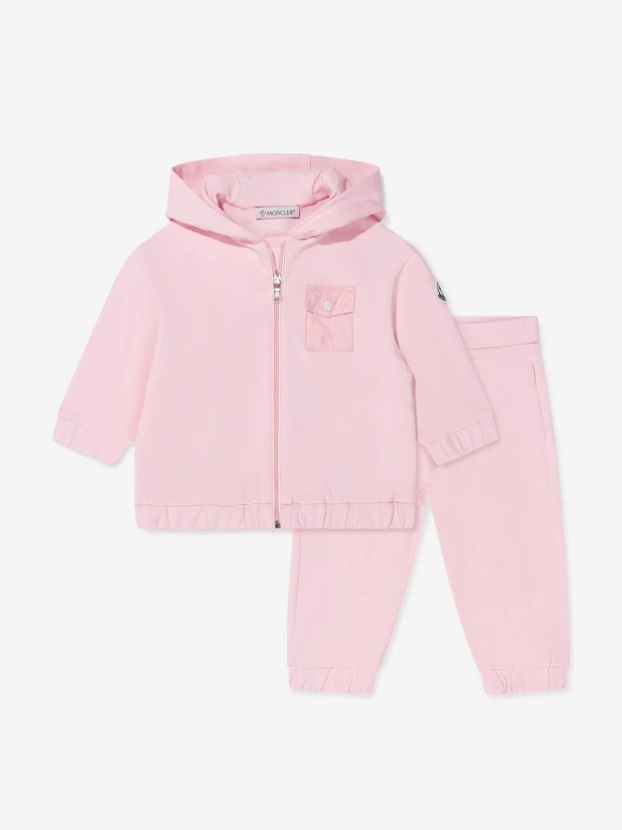 Moncler Enfant Baby Girls Pink Pocket Tracksuit - Soft & Stylish Outfit
