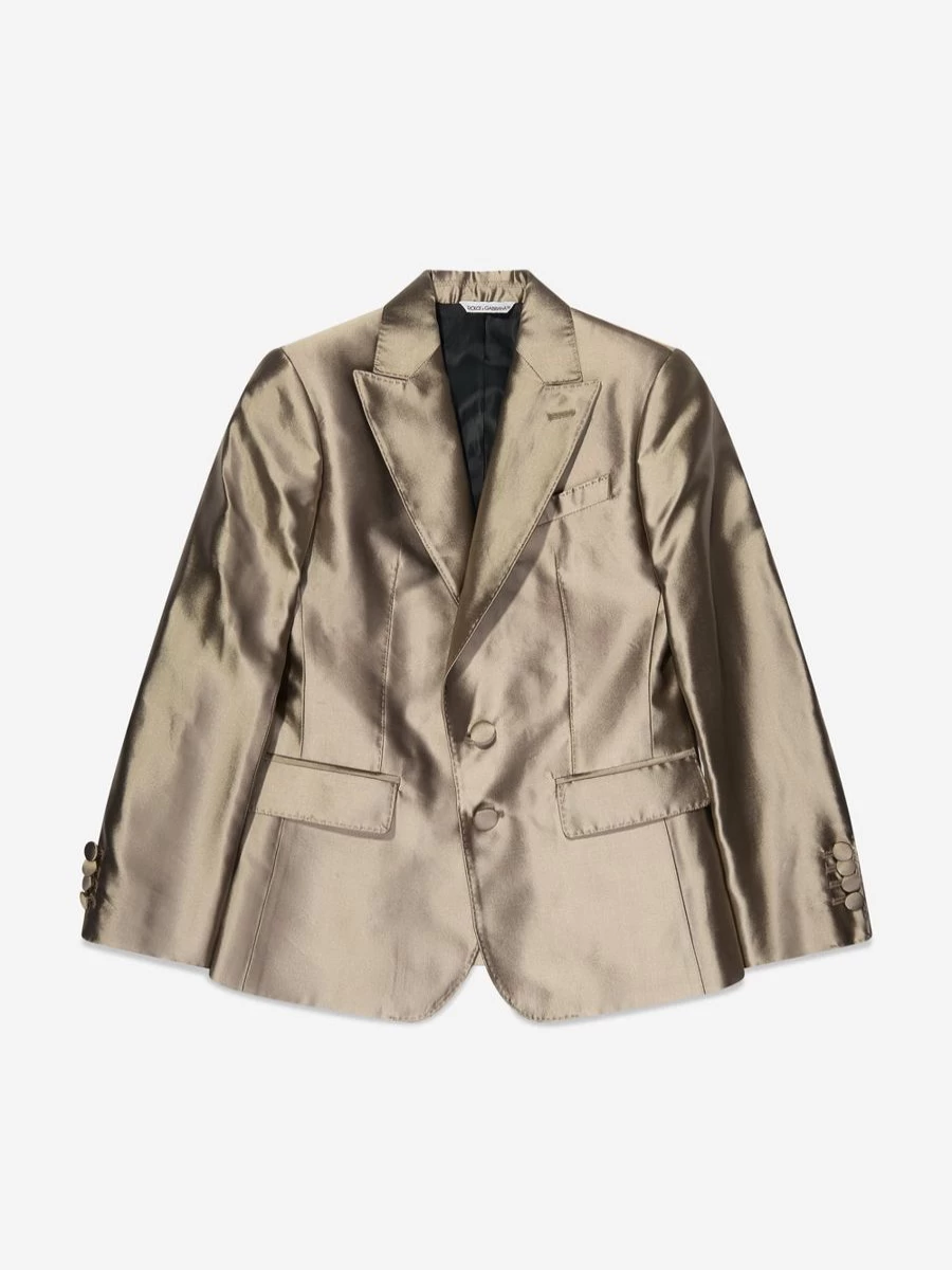 Dolce & Gabbana Kids Gold Silk Blazer for Teen Boys