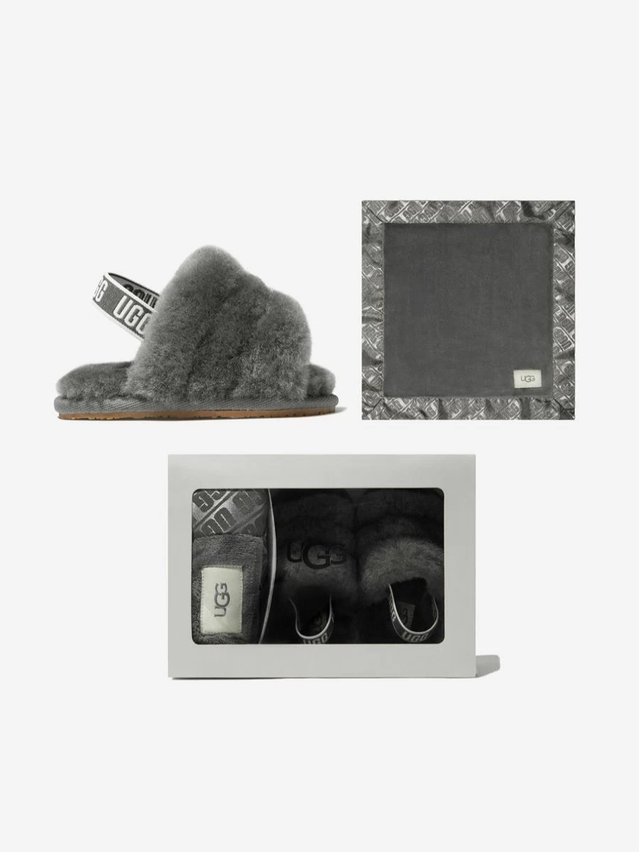 UGG Baby Fluff Yeah Slides & Cozy Blanket Gift Set for Infants | Soft Slippers & Plush Blanket Combo