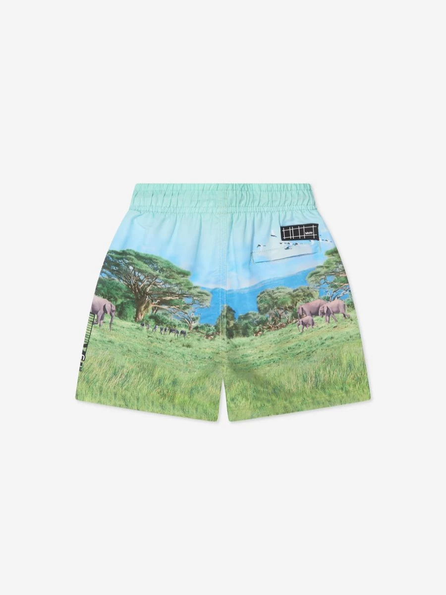 Molo Teen Boys Blue Lion Print Niko Swim Shorts for Active Summer Wear