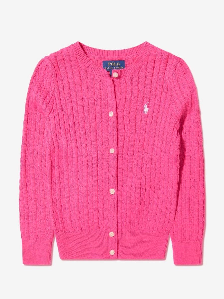 Ralph Lauren Kids Girls Pink Cable Knit Cardigan Sweater