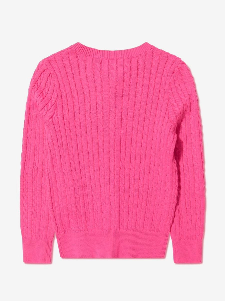 Ralph Lauren Kids Girls Pink Cable Knit Cardigan Sweater