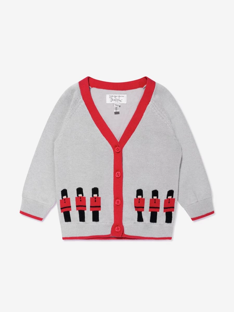 Rachel Riley Grey Soldier Intarsia Cardigan for Baby Boys