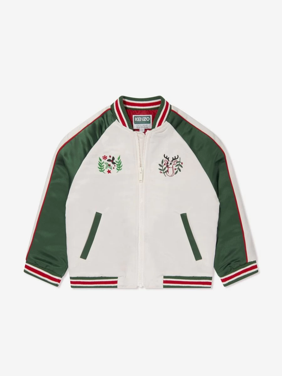 KENZO KIDS Boys Ivory Satin Jacket – Luxury Designer Outerwear for Kids