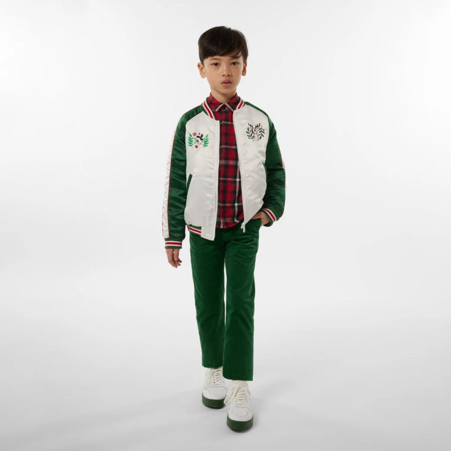 KENZO KIDS Boys Ivory Satin Jacket – Luxury Designer Outerwear for Kids