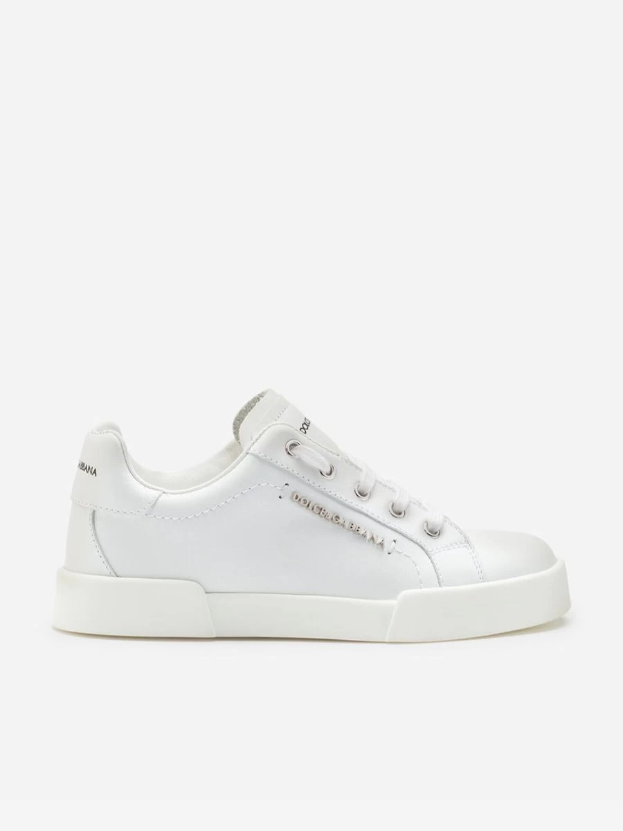 Dolce & Gabbana Kids Girls Leather Portofino Logo Sneakers