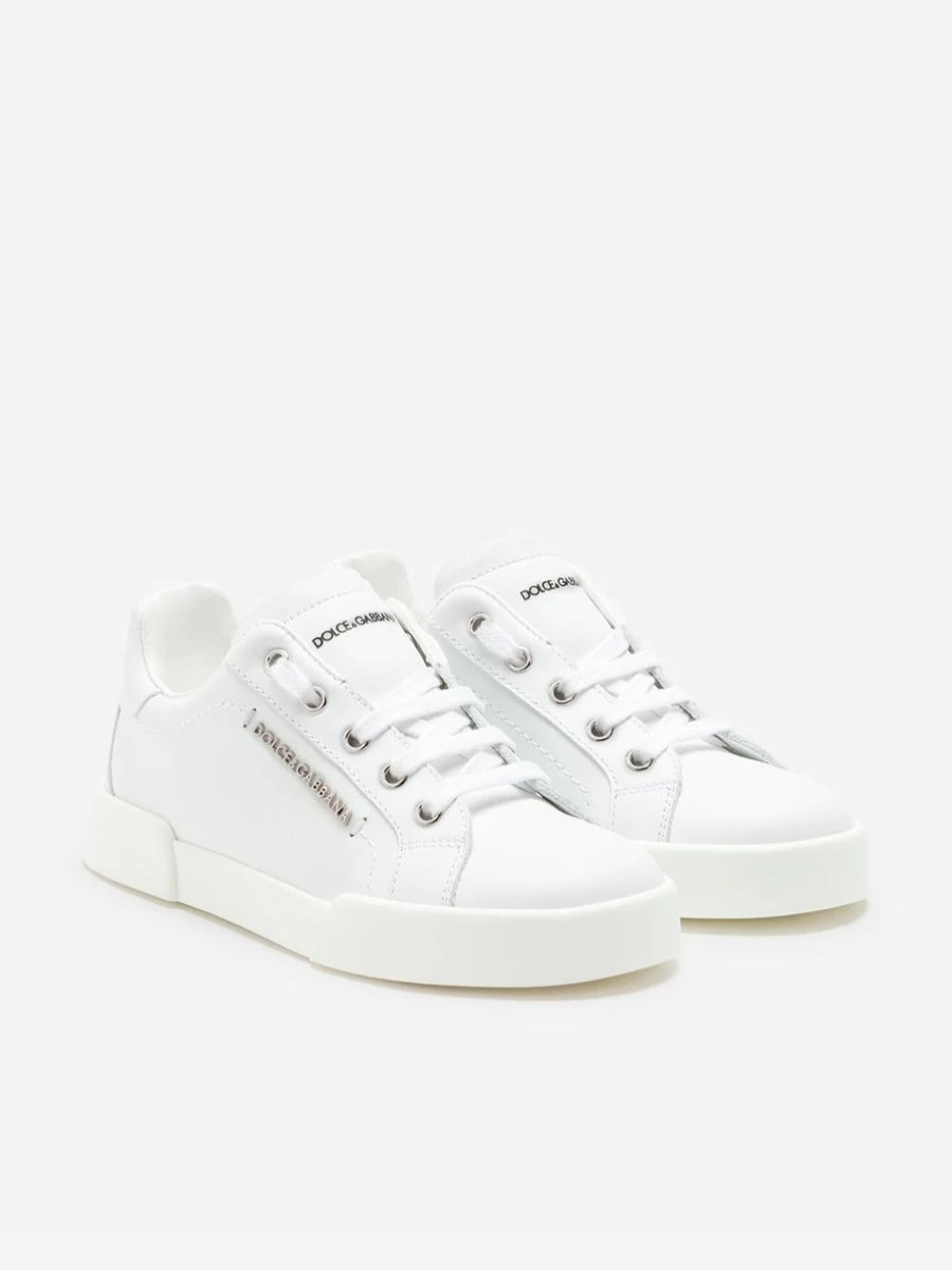 Dolce & Gabbana Kids Girls Leather Portofino Logo Sneakers