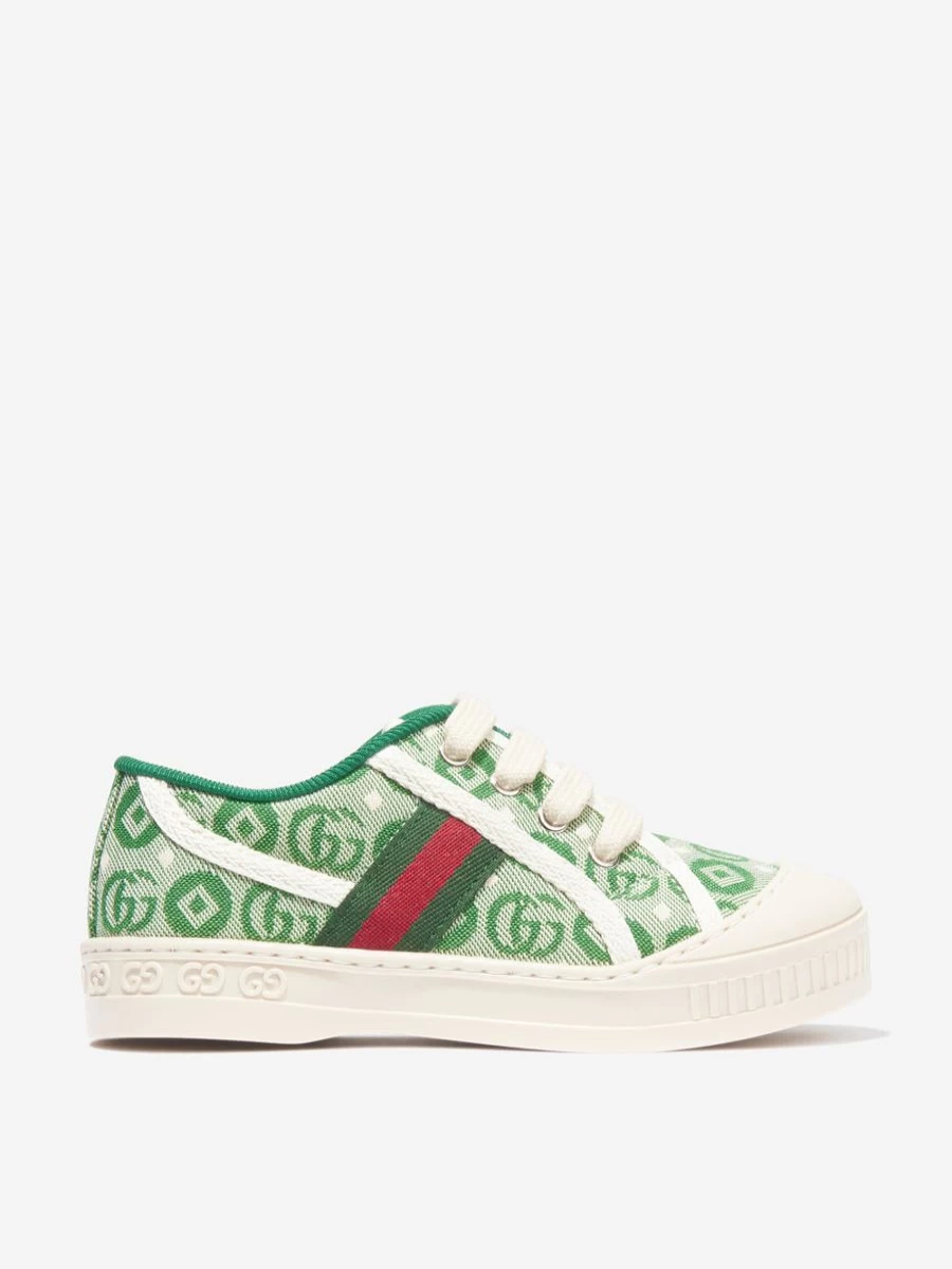 Gucci Kids Girls Tennis 1977 Sneakers in Green - Vintage Style Trainers for Girls