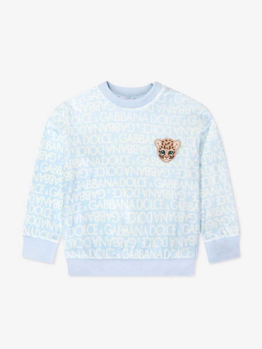 Dolce & Gabbana Kids Baby Boys Blue Logo Sweatshirt - Premium Cotton Hoodie