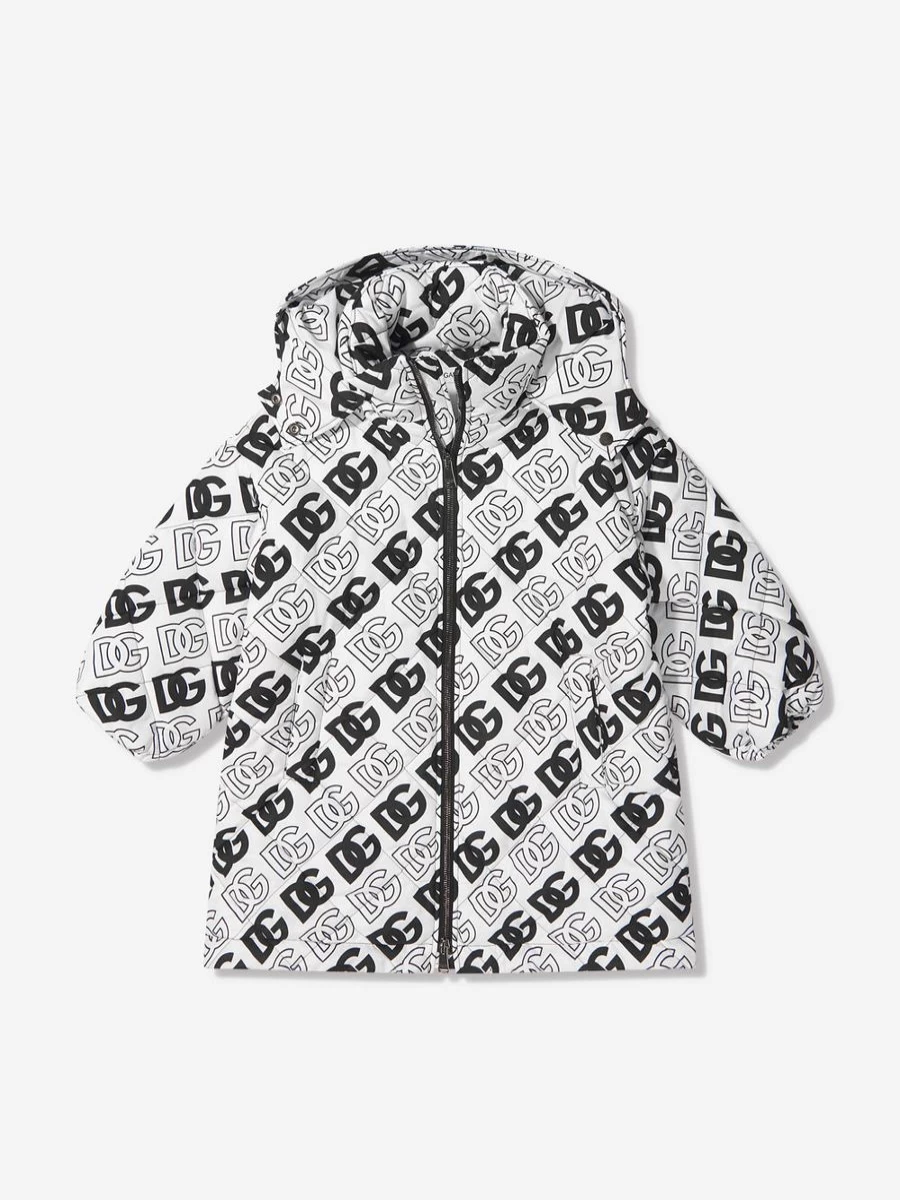 Dolce & Gabbana Girls' All Over Logo Print Hooded Jacket | Kids' Fashion Outerwear