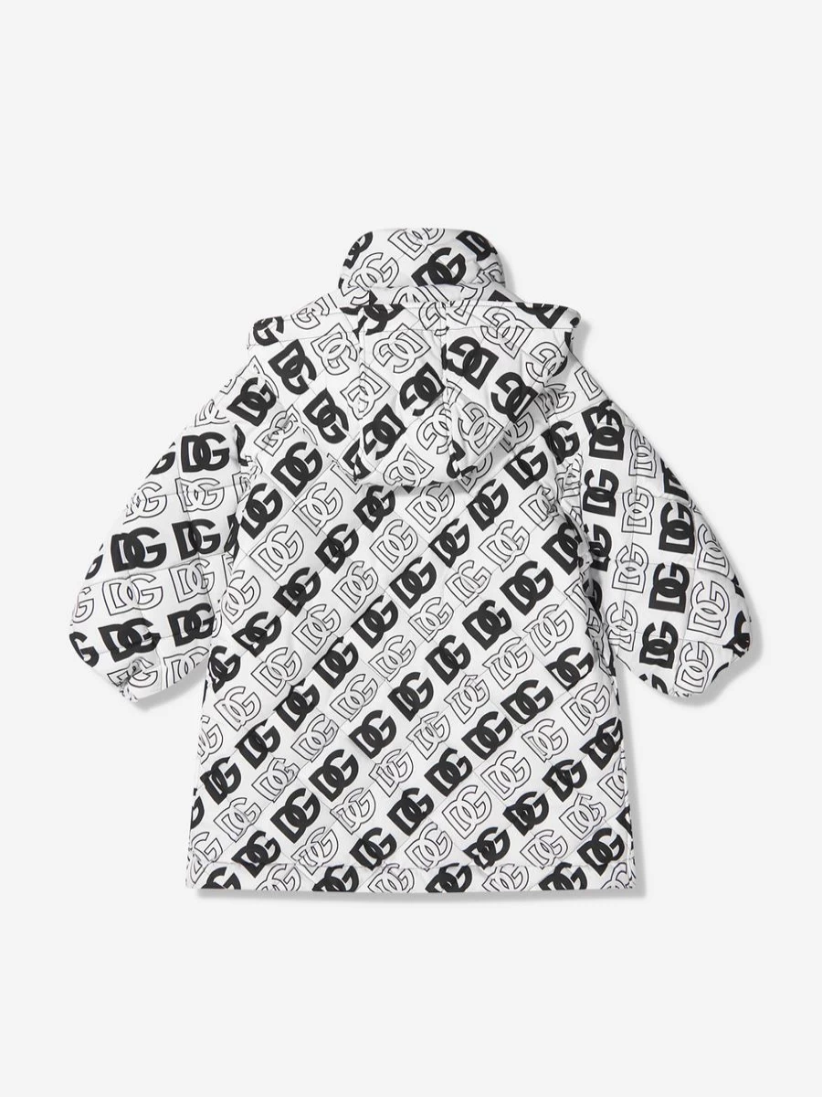Dolce & Gabbana Girls' All Over Logo Print Hooded Jacket | Kids' Fashion Outerwear