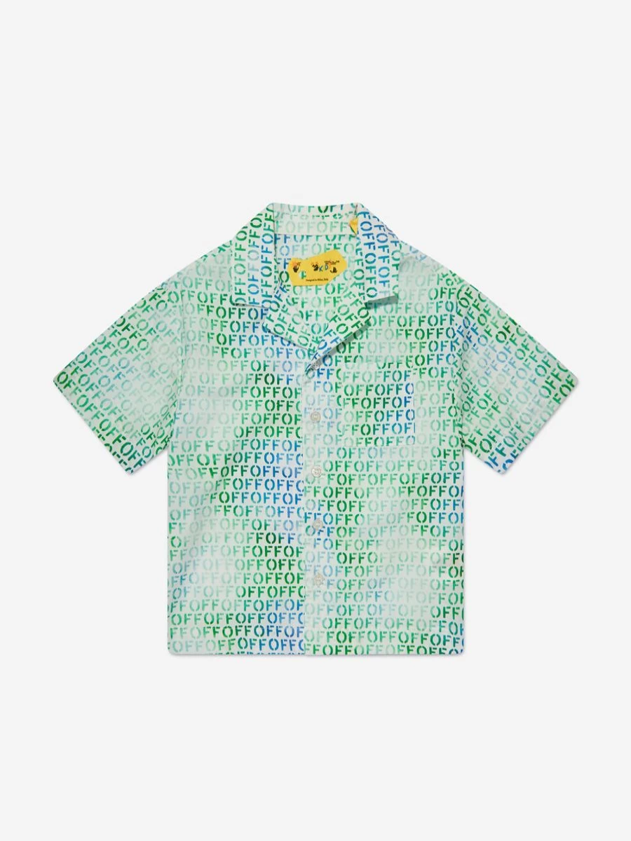 Off-White Boys Multicolor Stamp Print Shirt