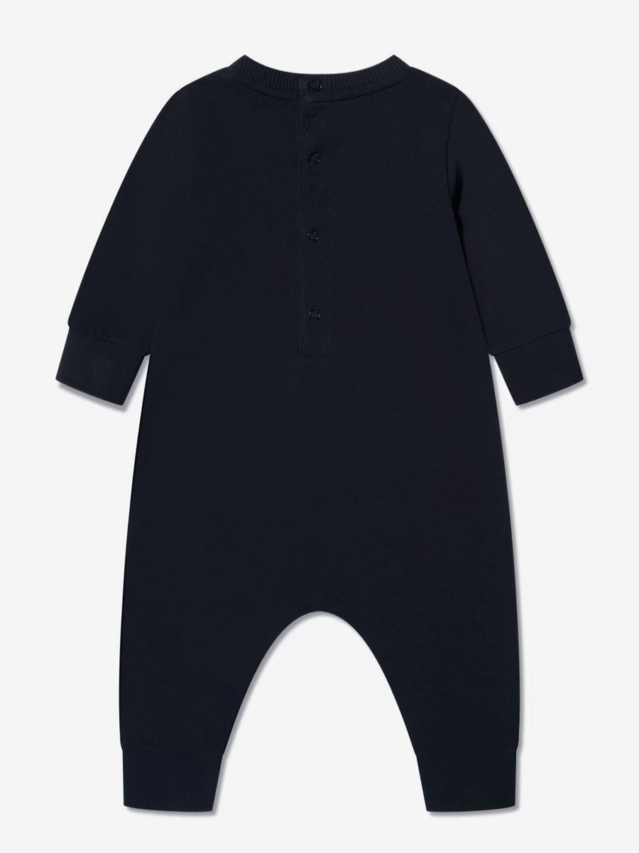 Moncler Enfant Boys Navy Baby Logo Romper - Premium Cotton Bodysuit for Infants