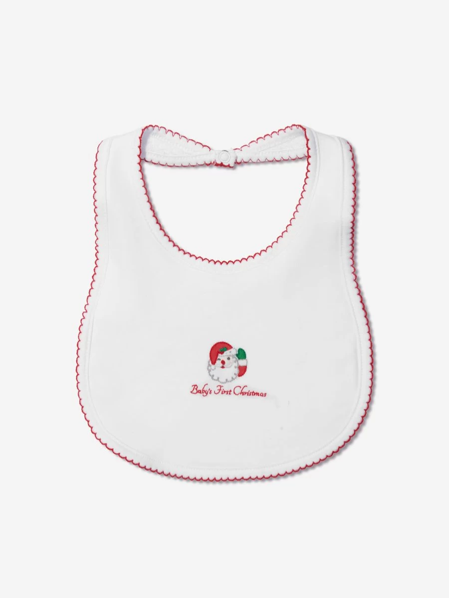 Magnolia Baby Santa Claus Embroidered Christmas Hat for Infants - White Winter Newborn Beanie with Winking Santa Design