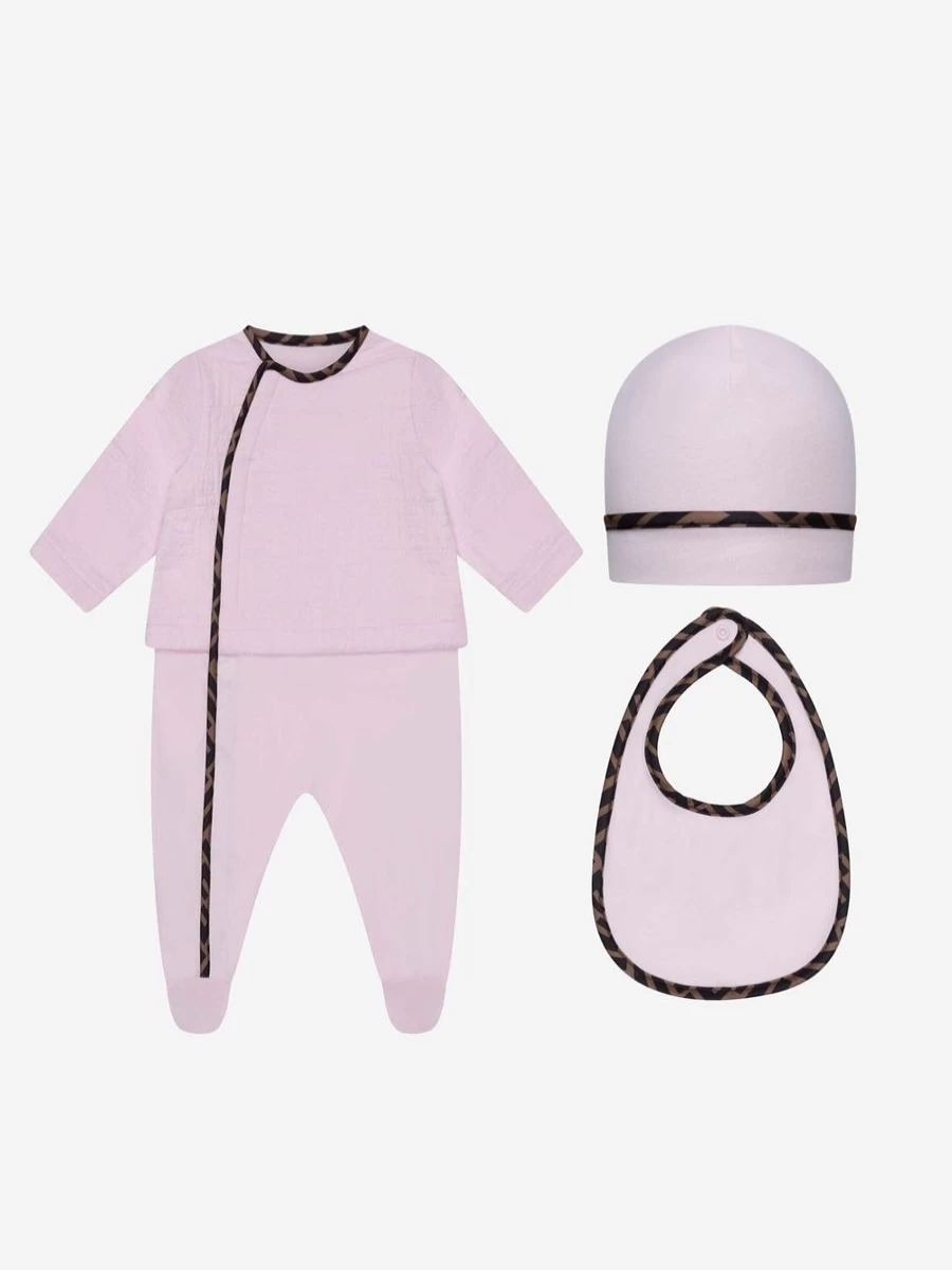 Fendi Kids Baby Girls 3-Piece Cotton Gift Set | Babygrow Romper & Outfit