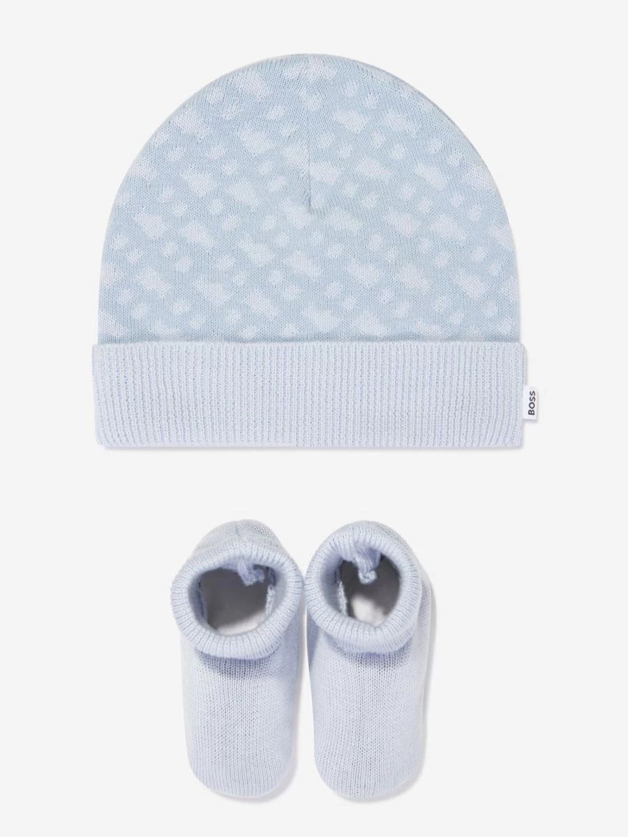 BOSS Baby Boys Blue Hat & Slipper Socks Gift Set - Newborn Winter Essentials