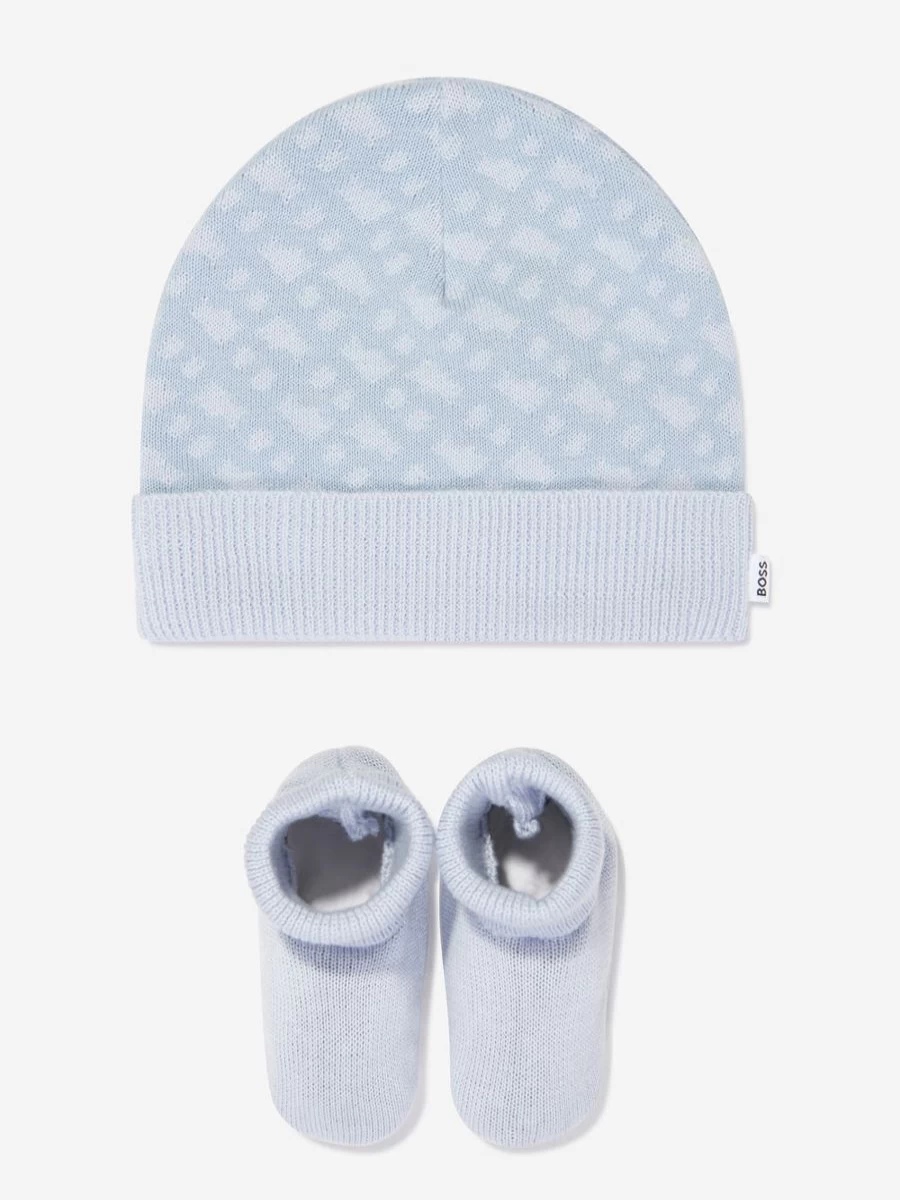 BOSS Baby Boys Blue Hat & Slipper Socks Gift Set - Premium Newborn Winter Accessories