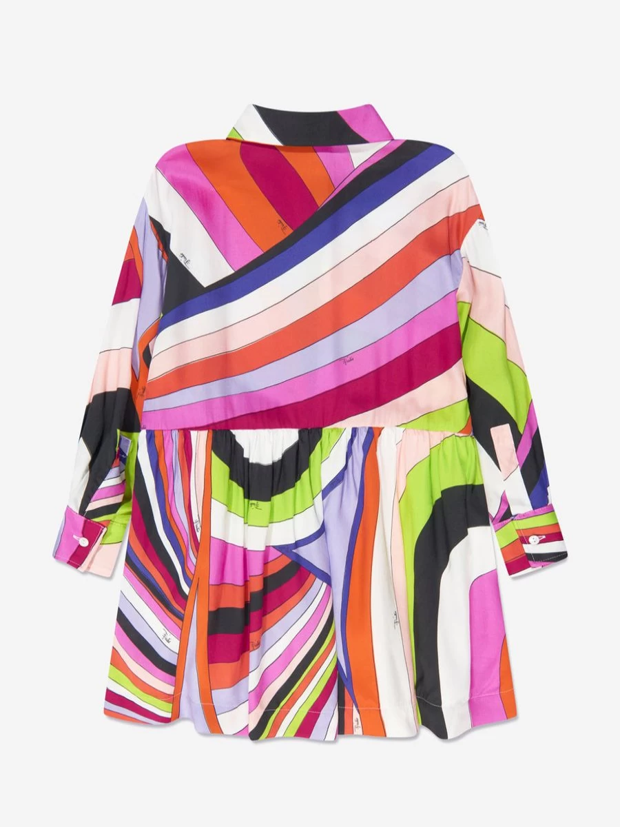 Emilio Pucci Teen Girls Multicolour Iridescent Print Shirt Dress