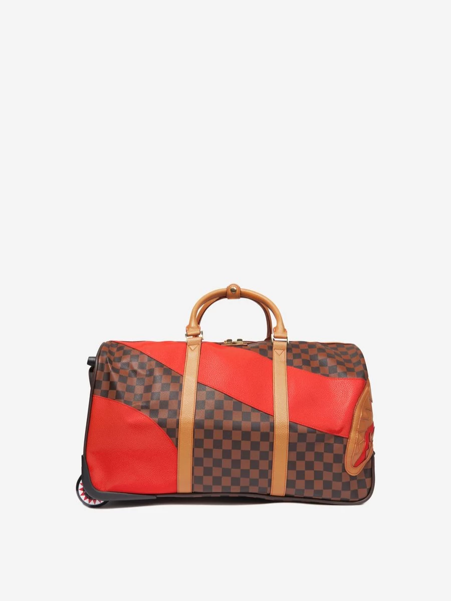 Sprayground Boys Rolling Duffle Luggage Bag - Kids Raceway Henny Design in Brown