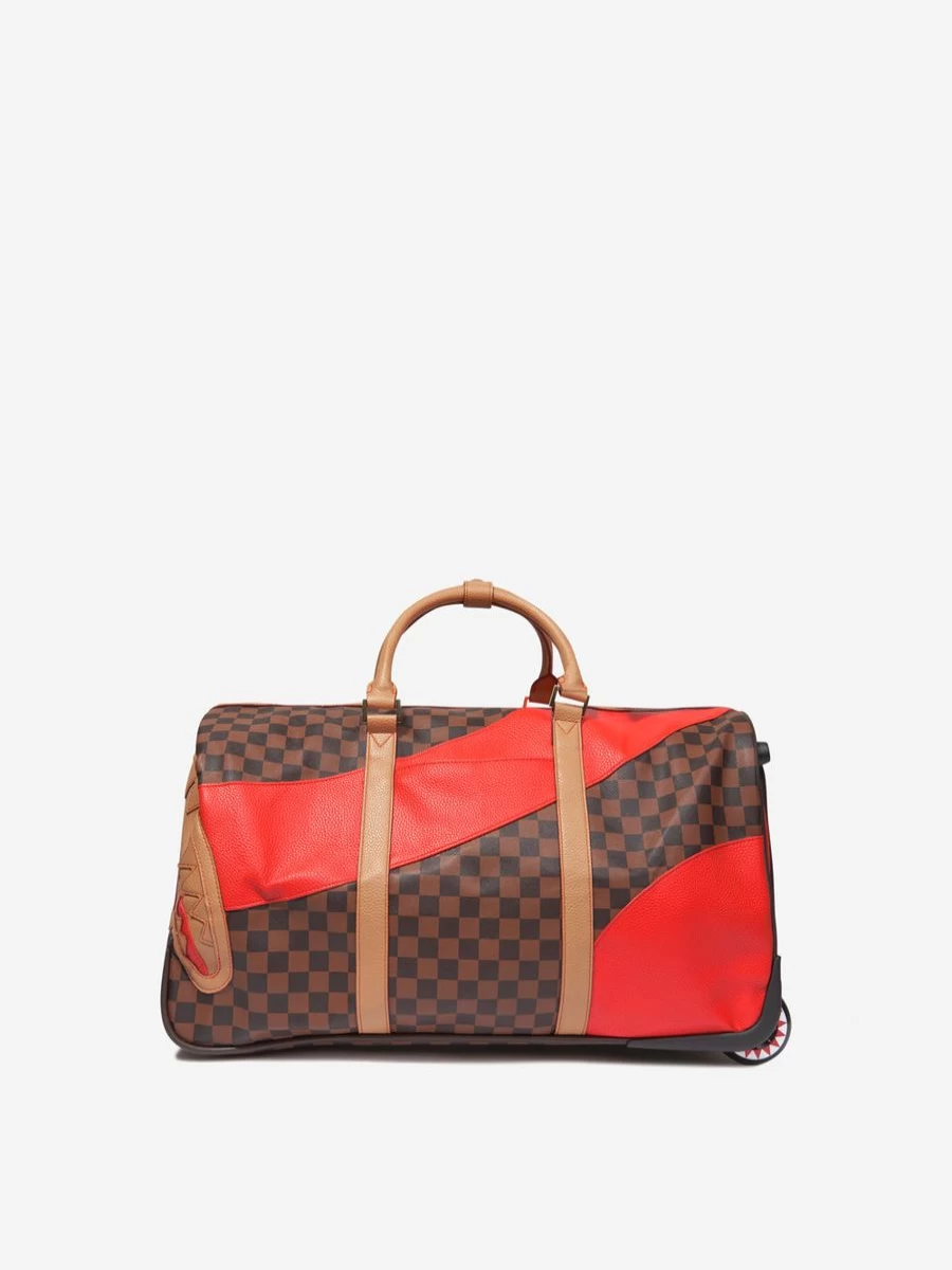Sprayground Boys Rolling Duffle Luggage Bag - Kids Raceway Henny Design in Brown