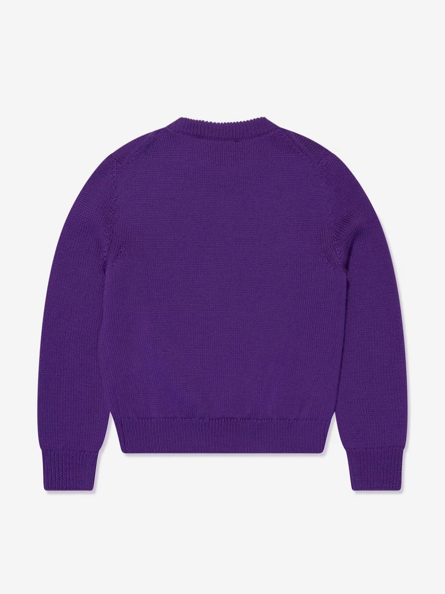 Versace Girls Purple Wool Logo Jumper