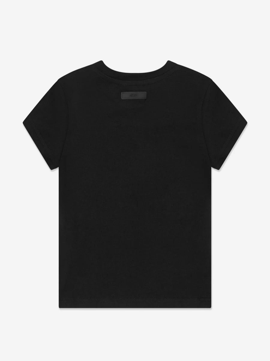 DKNY Girls Black Logo T-Shirt for Kids - Stylish Cotton Tee with Branded Design