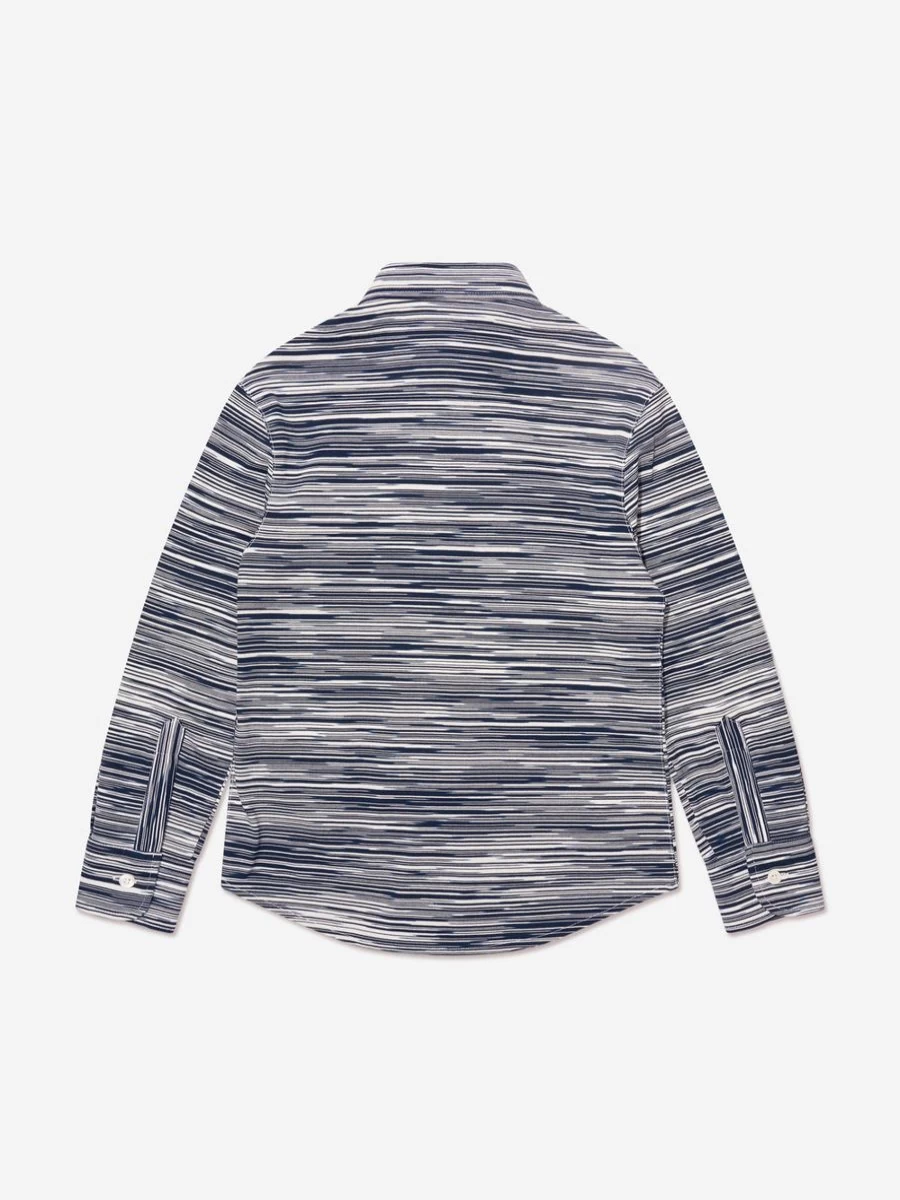 "Missoni Boys Blue Long Sleeve Shirt | Premium Cotton Dress Shirt for Kids"