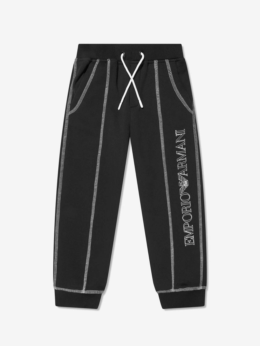 Emporio Armani Boys Black Logo Joggers - Stylish Comfort for Active Kids