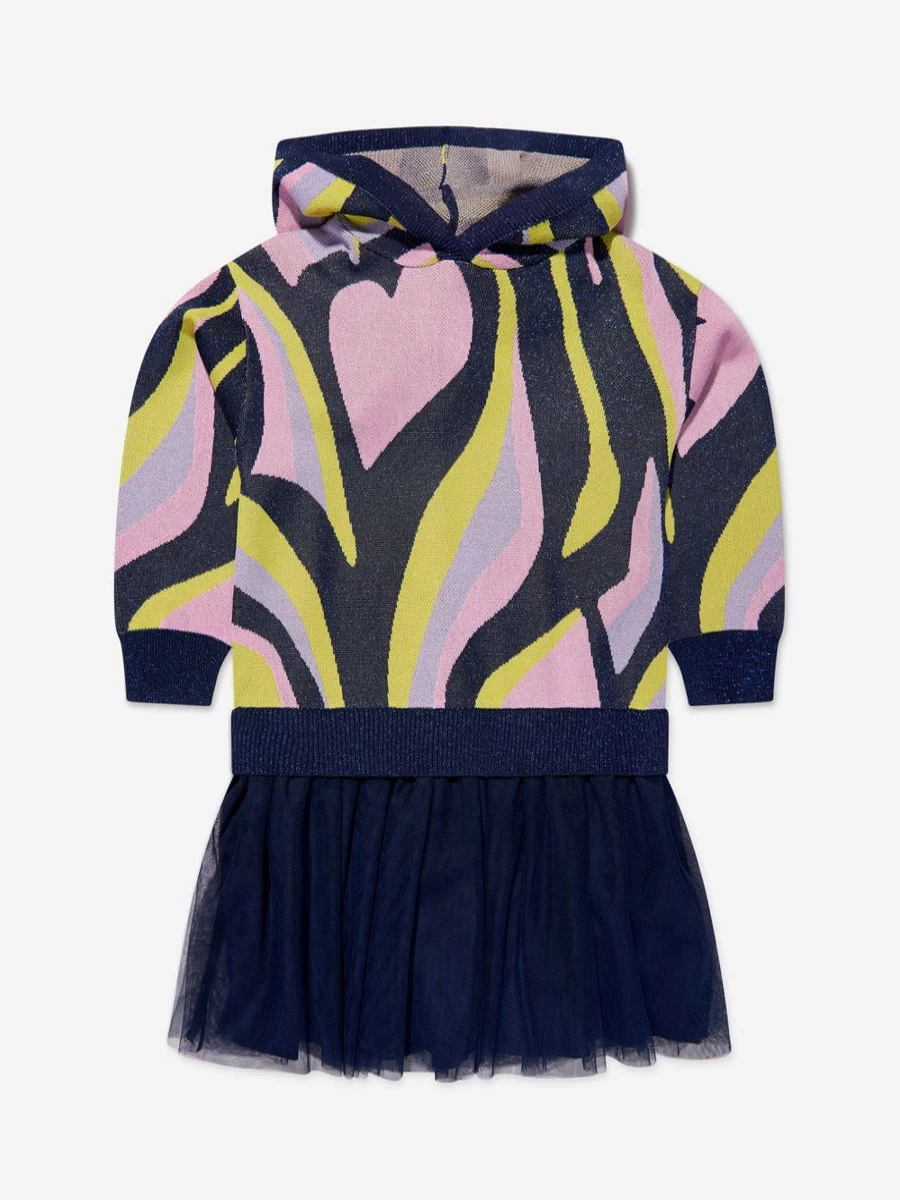 "Billieblush Girls' Lilac Hooded Bi-Material Dress – Stylish & Comfortable"