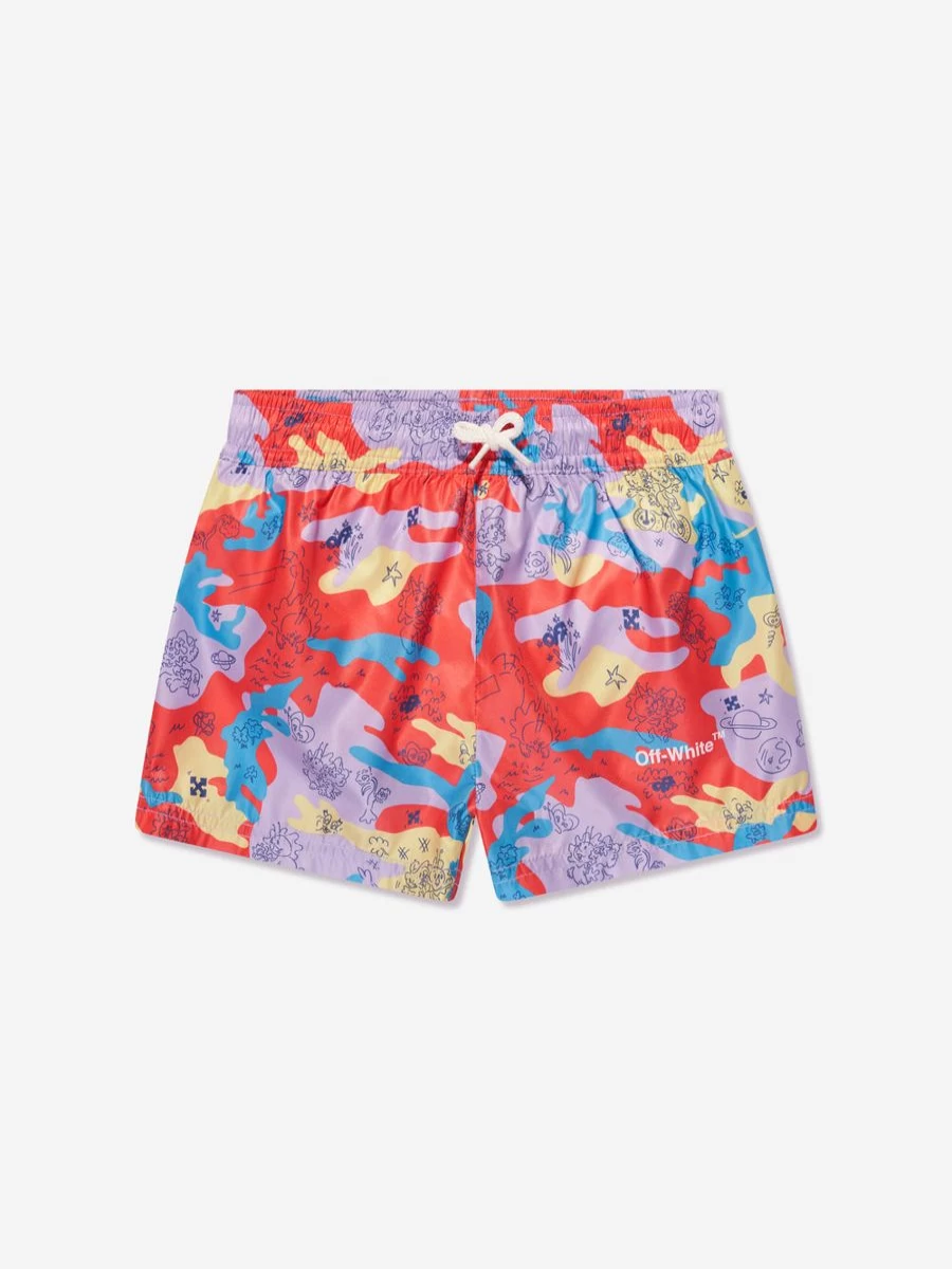 Off-White Boys' Camouflage Print Swim Shorts - Multicolor Quick-Dry Beach Trunks
