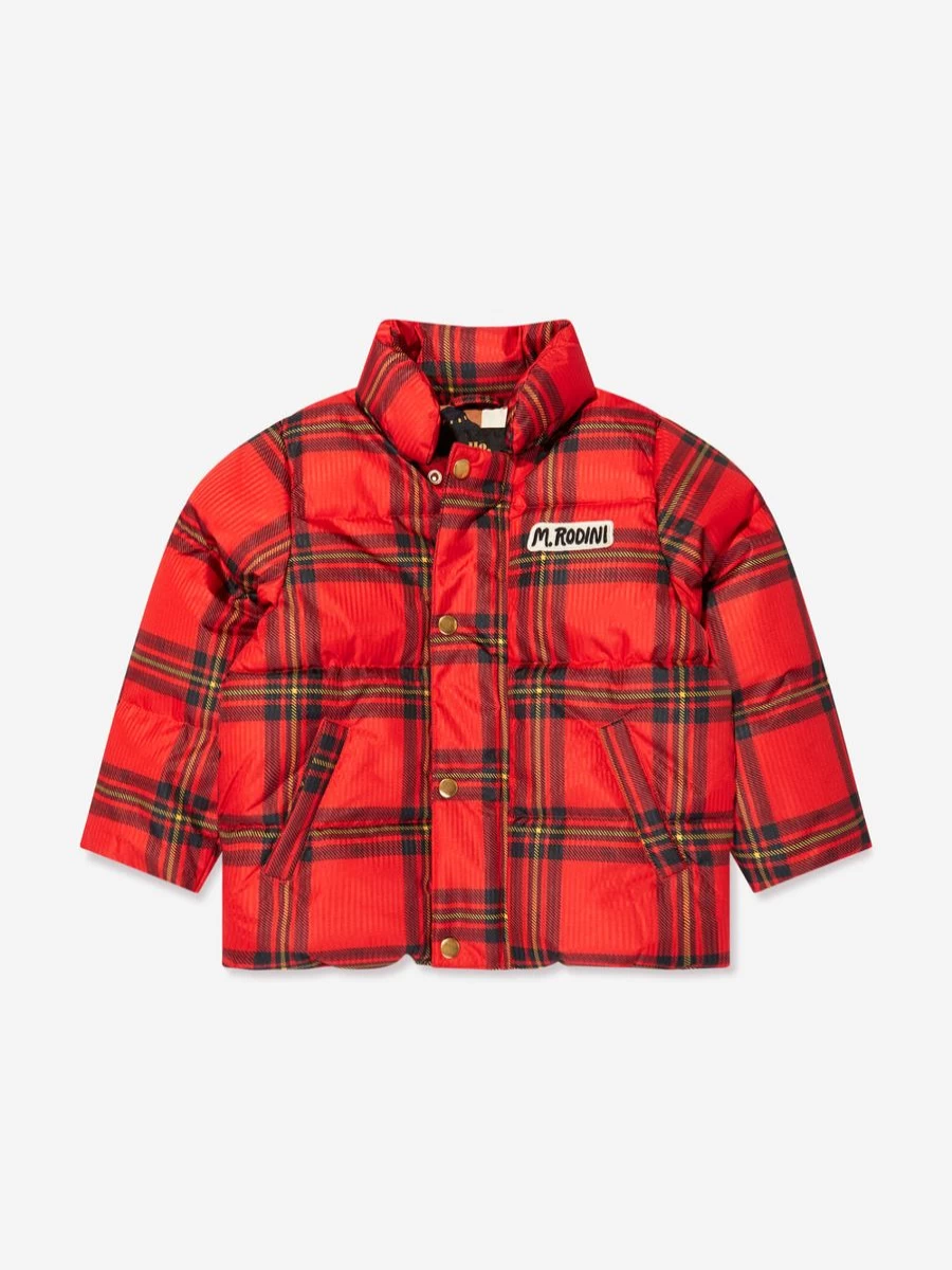 Mini Rodini Boys' Red Check Puffer Jacket – Warm Winter Coat for Kids | Childsplay Clothing