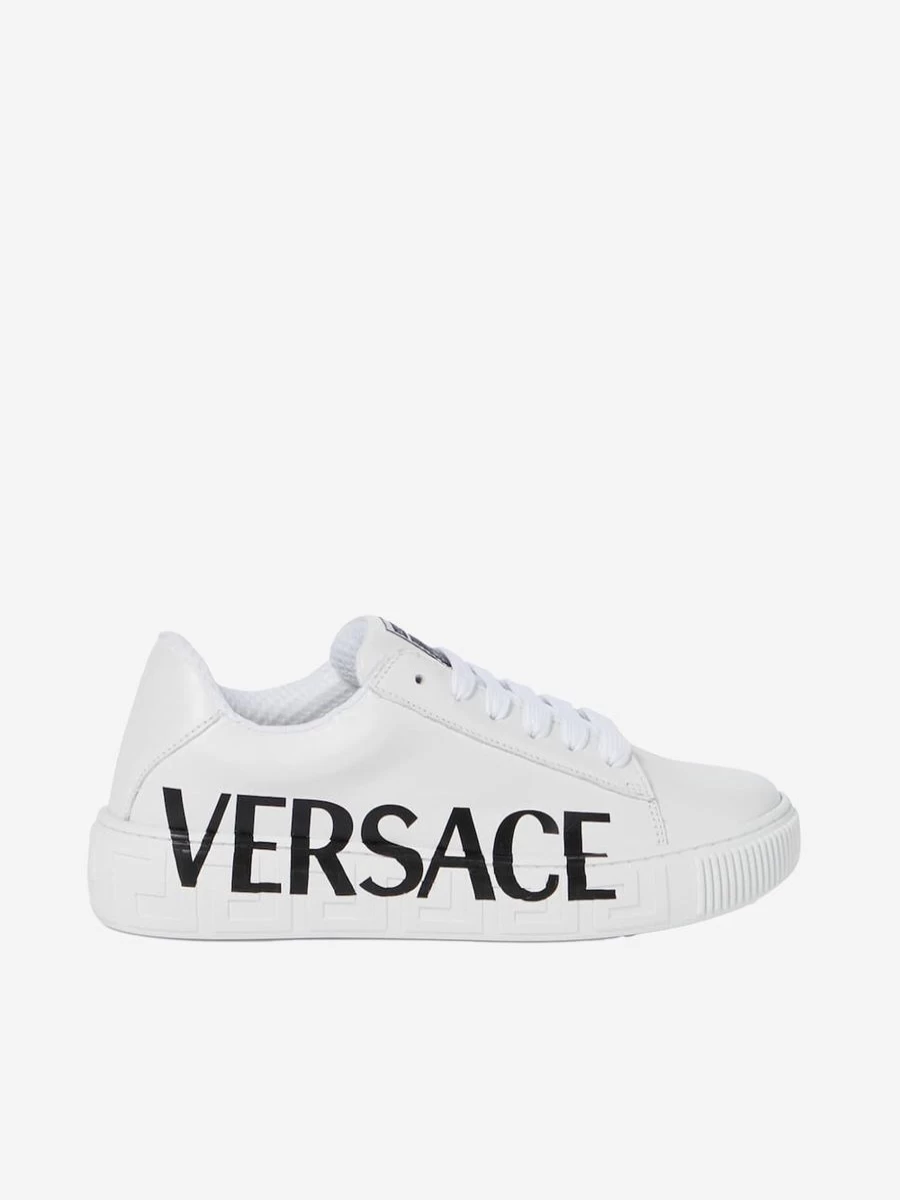 Versace Boys Leather Logo Trainers - Stylish Unisex Kids Sneakers | Childsplay Clothing