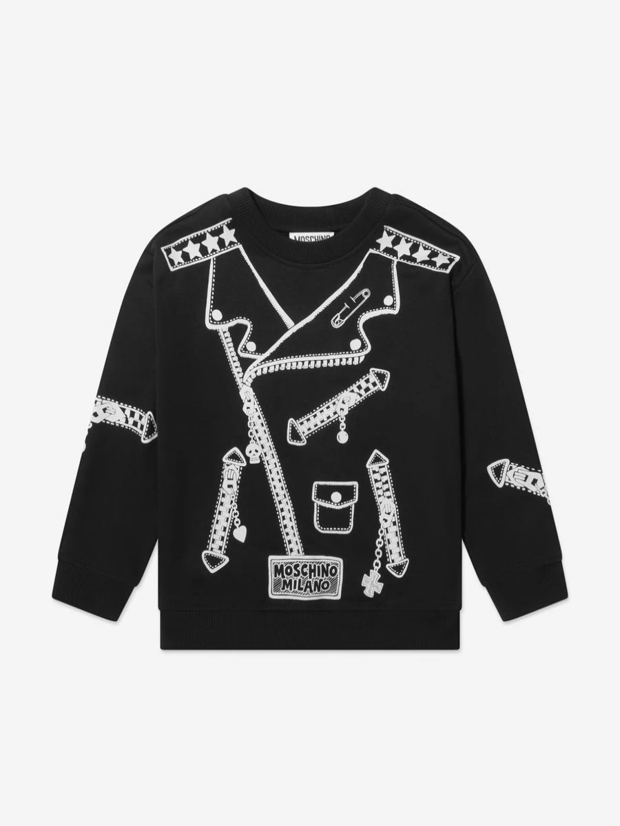 Moschino Kids Boys Black Printed Sweatshirt Jacket