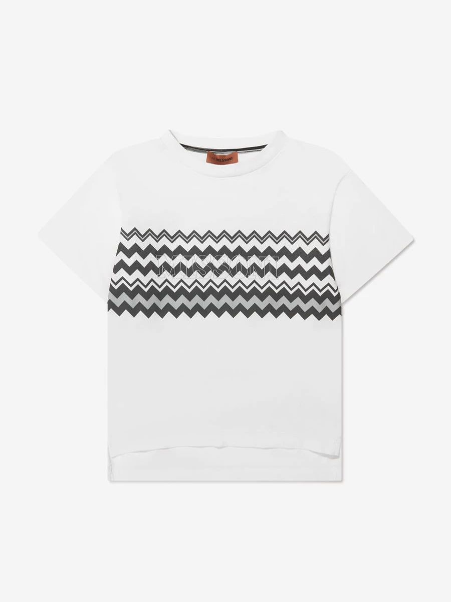 Missoni Teen Boys White Zigzag Pattern T-Shirt